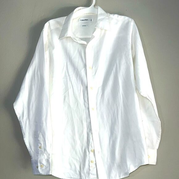 Calvin Klein sateen long sleeve button-down shirt - Picture 1 of 6